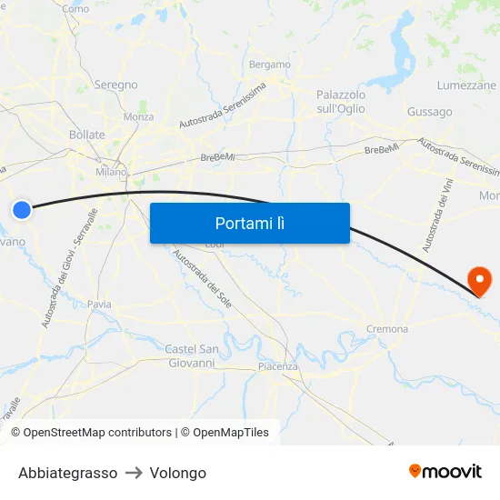 Abbiategrasso to Volongo map