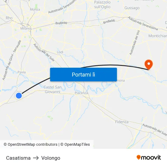 Casatisma to Volongo map