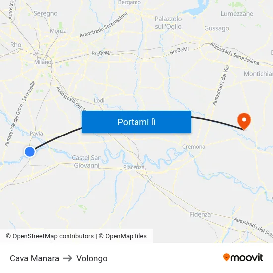 Cava Manara to Volongo map