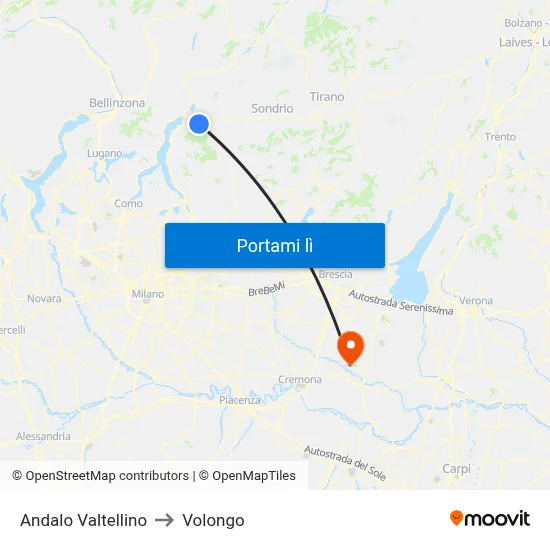 Andalo Valtellino to Volongo map