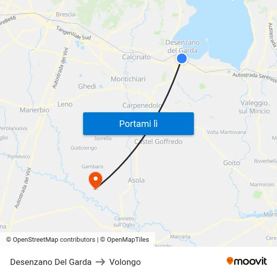 Desenzano Del Garda to Volongo map