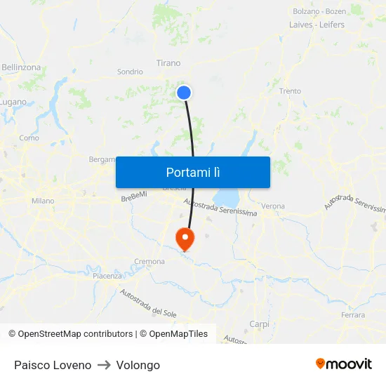 Paisco Loveno to Volongo map