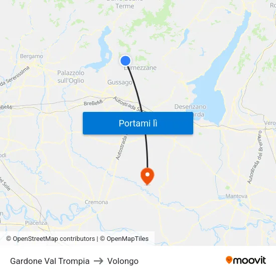 Gardone Val Trompia to Volongo map