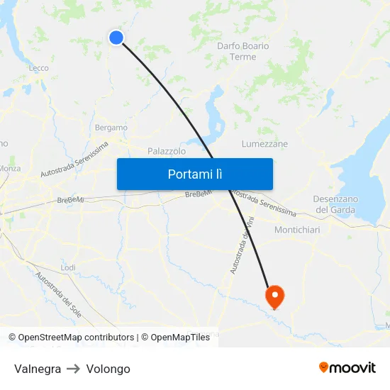 Valnegra to Volongo map