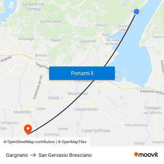Gargnano to San Gervasio Bresciano map