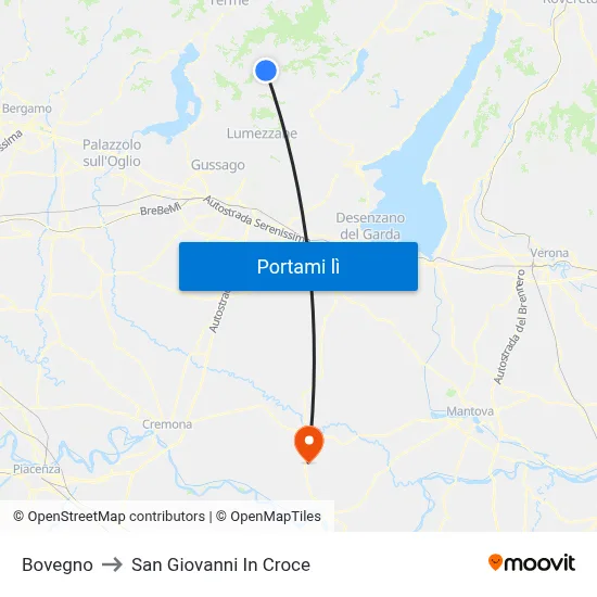 Bovegno to San Giovanni In Croce map