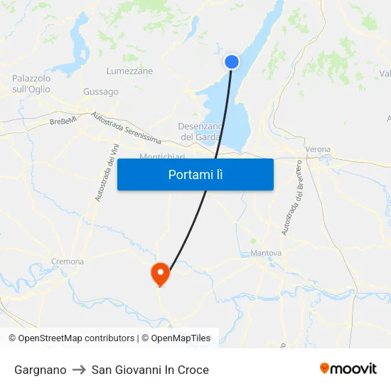 Gargnano to San Giovanni In Croce map