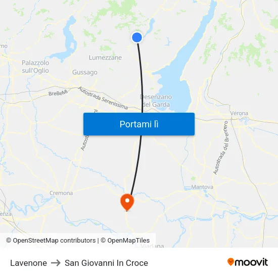 Lavenone to San Giovanni In Croce map