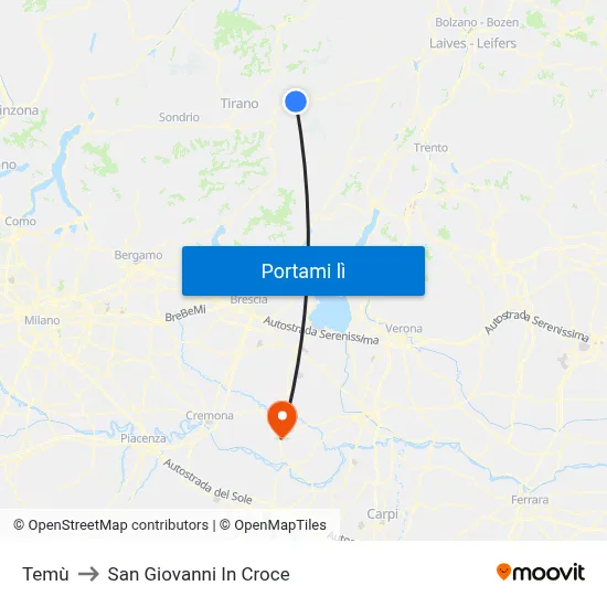 Temù to San Giovanni In Croce map