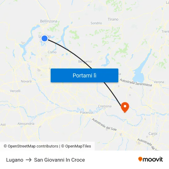 Lugano to San Giovanni In Croce map
