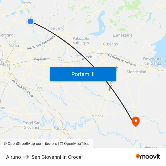 Airuno to San Giovanni In Croce map