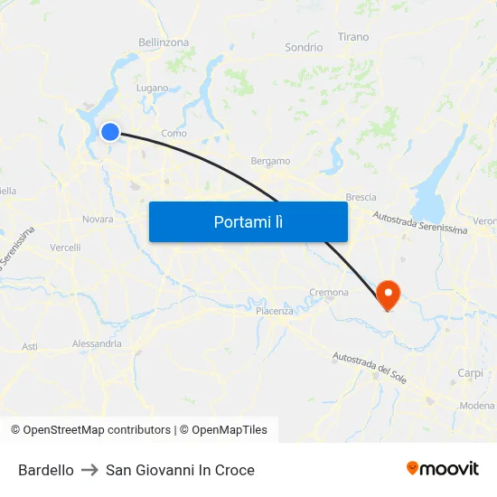Bardello to San Giovanni In Croce map