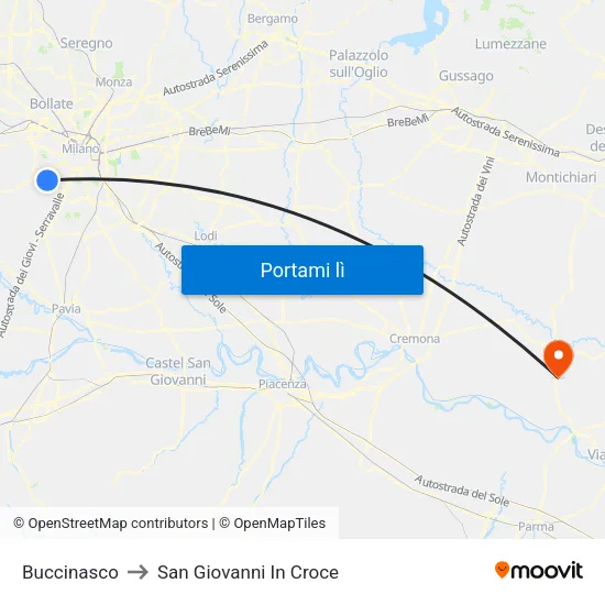 Buccinasco to San Giovanni In Croce map