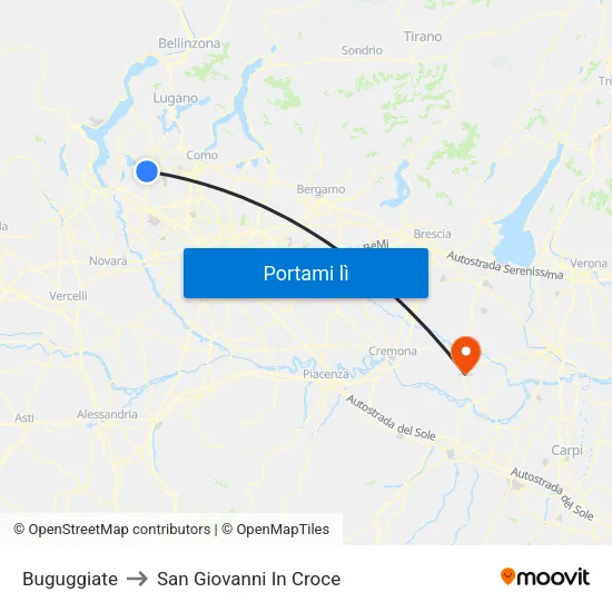 Buguggiate to San Giovanni In Croce map