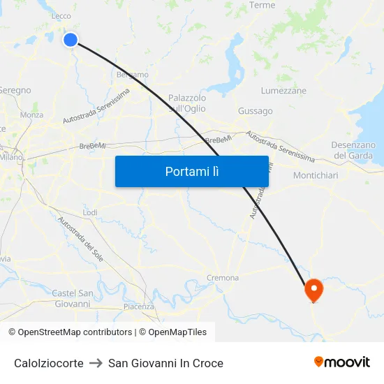 Calolziocorte to San Giovanni In Croce map