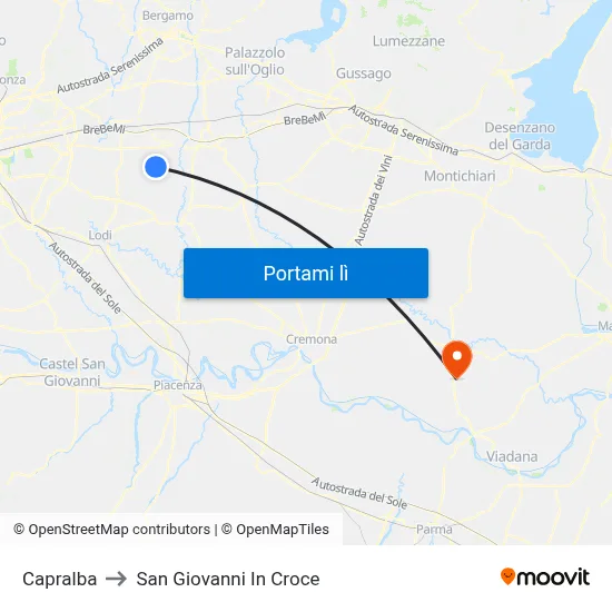 Capralba to San Giovanni In Croce map