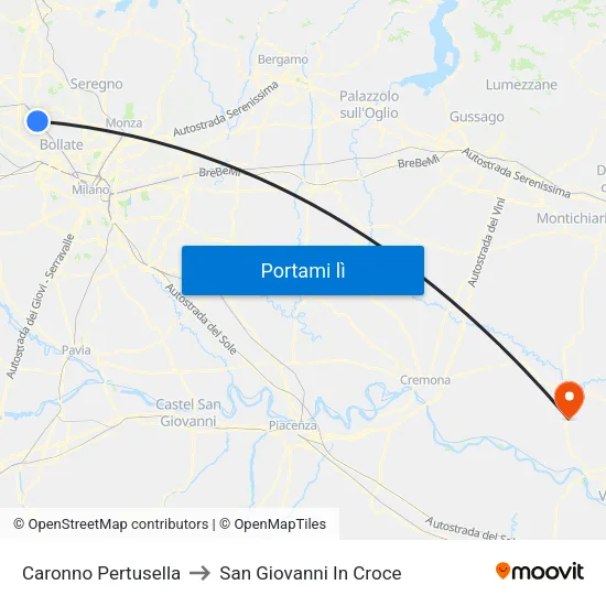 Caronno Pertusella to San Giovanni In Croce map