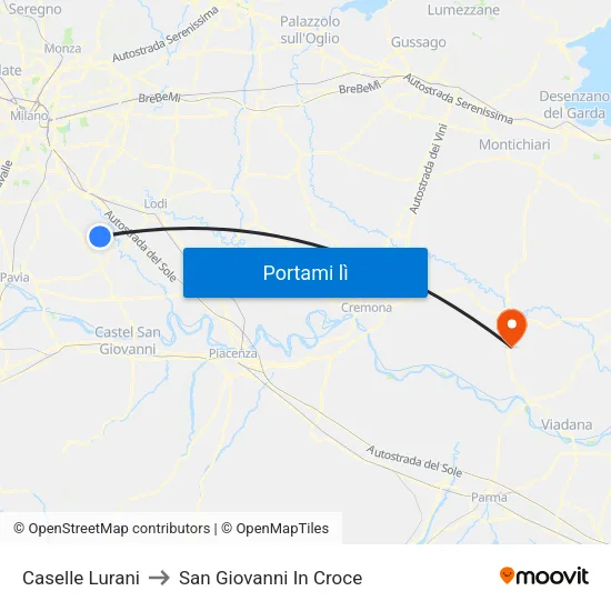 Caselle Lurani to San Giovanni In Croce map