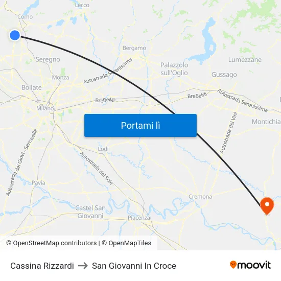 Cassina Rizzardi to San Giovanni In Croce map