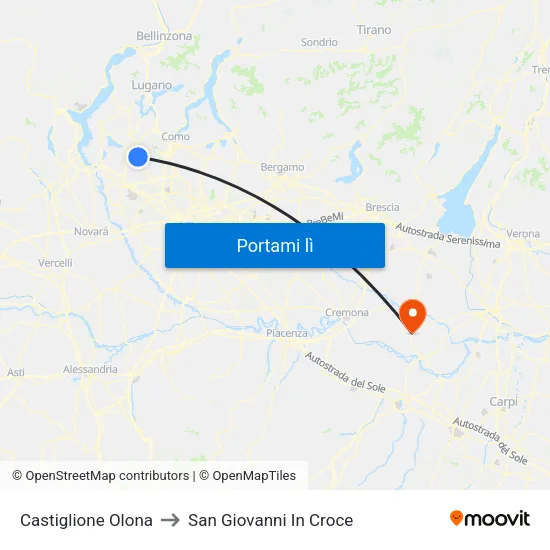 Castiglione Olona to San Giovanni In Croce map