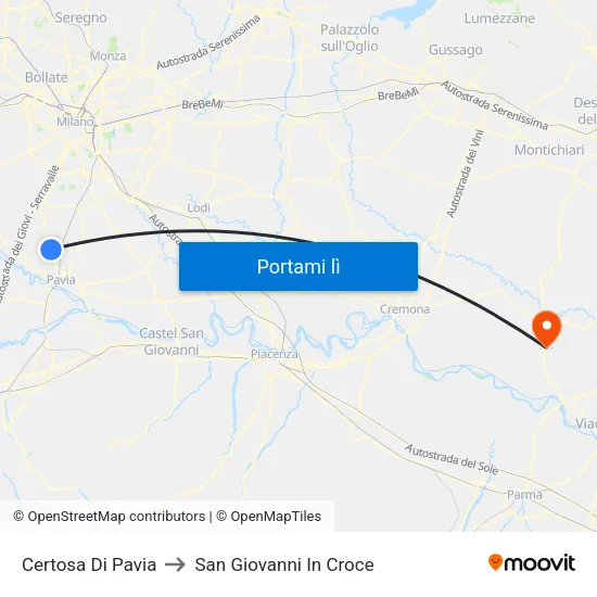 Certosa Di Pavia to San Giovanni In Croce map