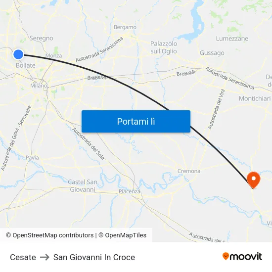 Cesate to San Giovanni In Croce map