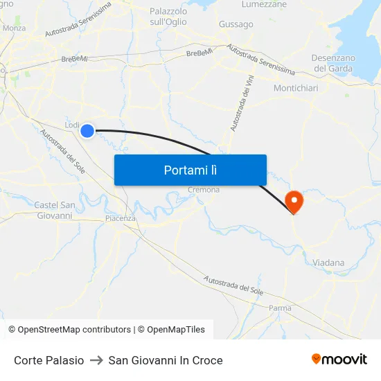 Corte Palasio to San Giovanni In Croce map