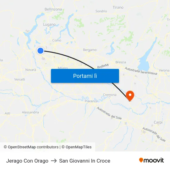 Jerago Con Orago to San Giovanni In Croce map
