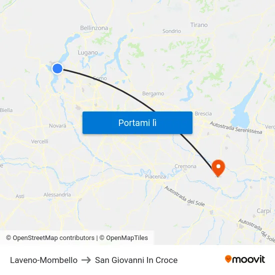 Laveno-Mombello to San Giovanni In Croce map