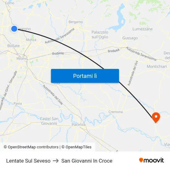 Lentate Sul Seveso to San Giovanni In Croce map