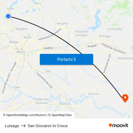 Luisago to San Giovanni In Croce map