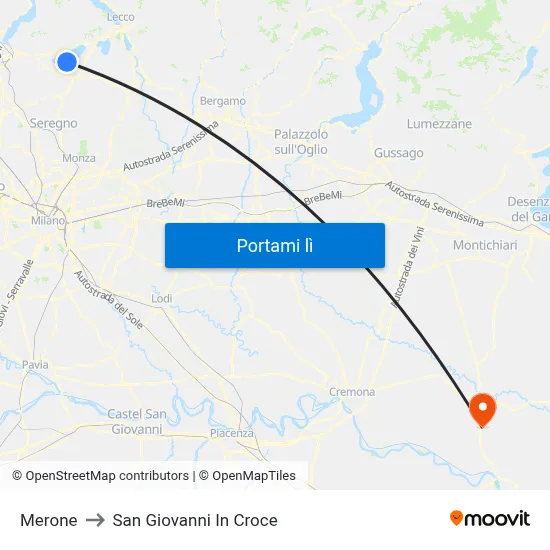Merone to San Giovanni In Croce map
