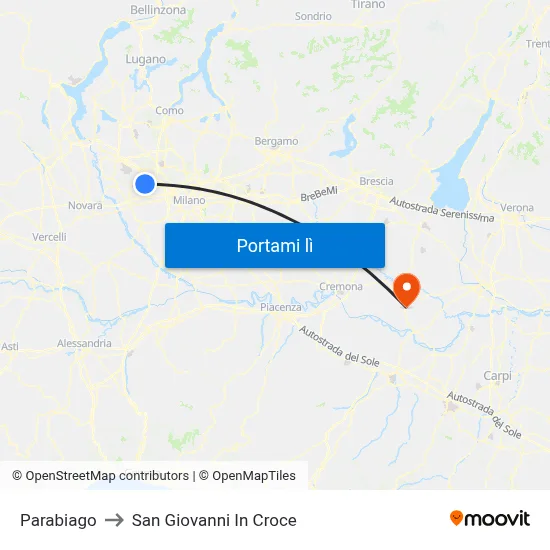 Parabiago to San Giovanni In Croce map