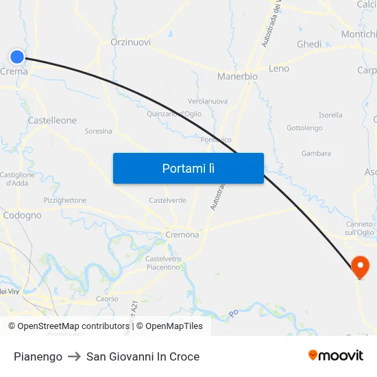 Pianengo to San Giovanni In Croce map