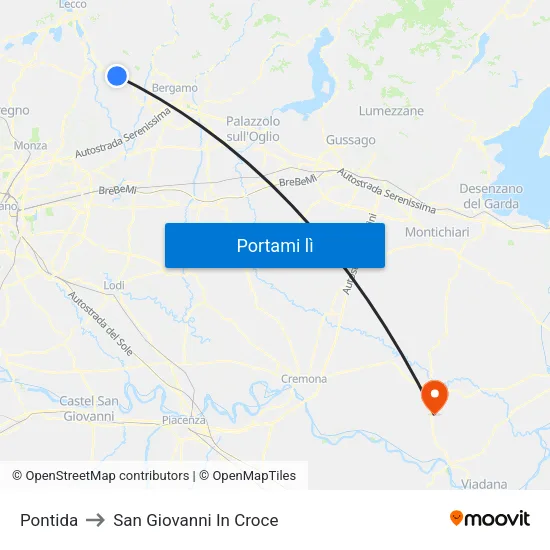 Pontida to San Giovanni In Croce map