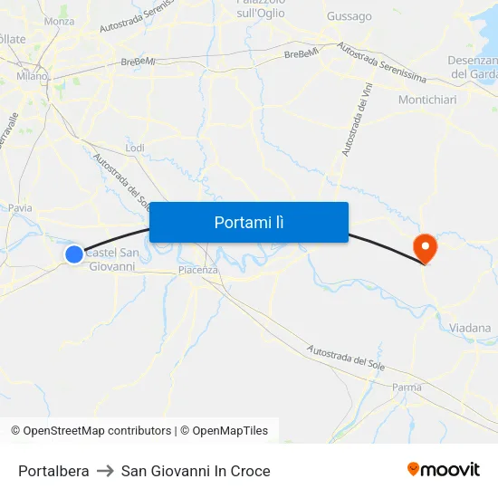 Portalbera to San Giovanni In Croce map
