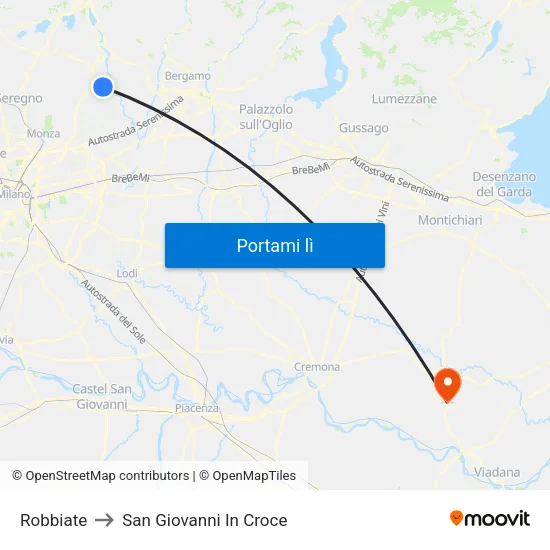 Robbiate to San Giovanni In Croce map