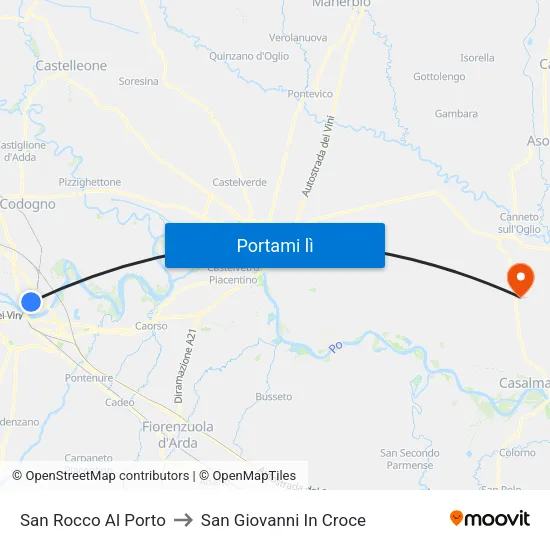 San Rocco Al Porto to San Giovanni In Croce map