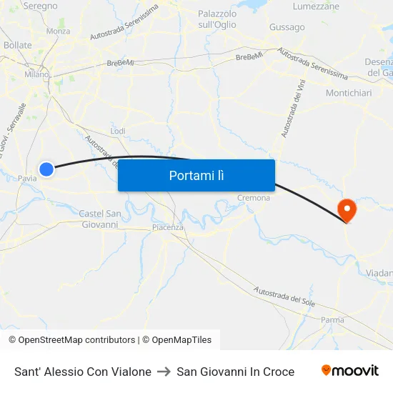 Sant' Alessio Con Vialone to San Giovanni In Croce map