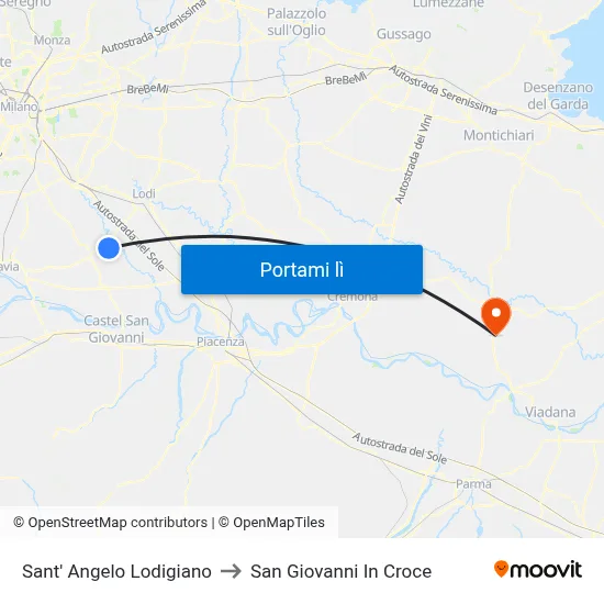 Sant' Angelo Lodigiano to San Giovanni In Croce map