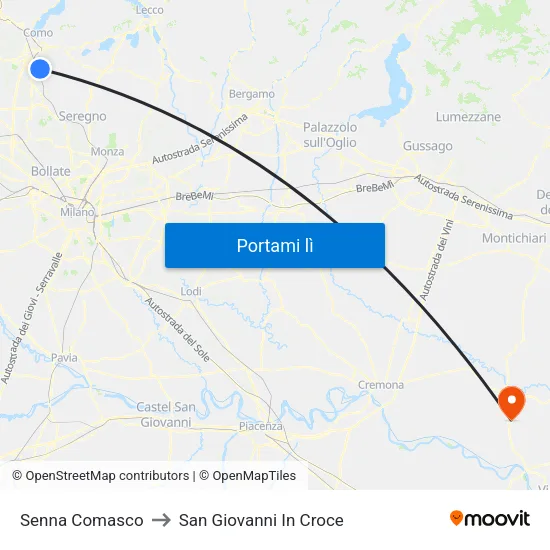Senna Comasco to San Giovanni In Croce map