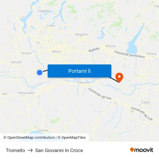 Tromello to San Giovanni In Croce map