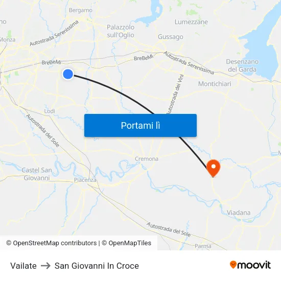 Vailate to San Giovanni In Croce map