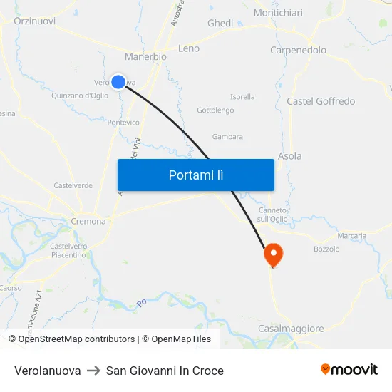 Verolanuova to San Giovanni In Croce map
