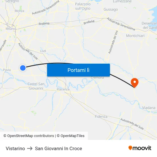 Vistarino to San Giovanni In Croce map