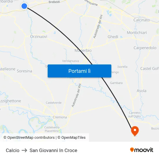 Calcio to San Giovanni In Croce map