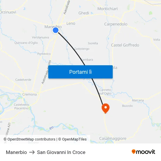 Manerbio to San Giovanni In Croce map
