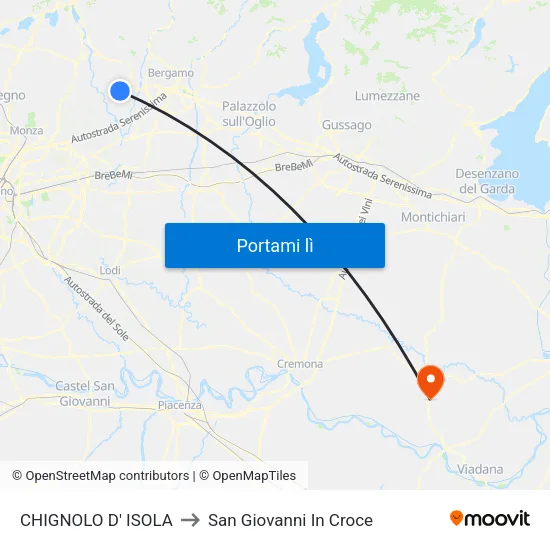 CHIGNOLO D' ISOLA to San Giovanni In Croce map
