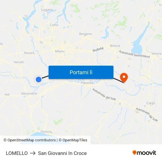 LOMELLO to San Giovanni In Croce map
