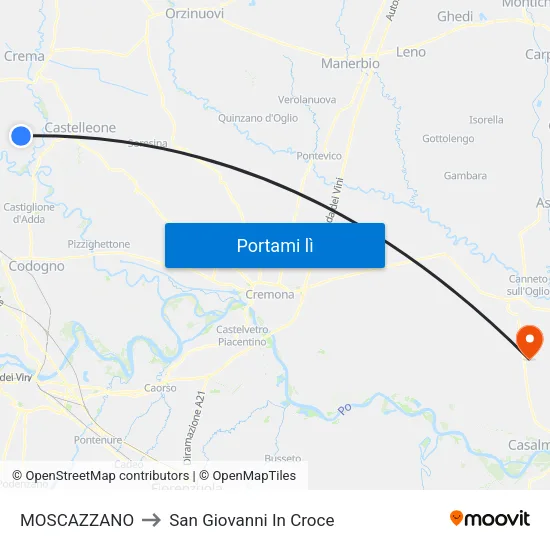 MOSCAZZANO to San Giovanni In Croce map